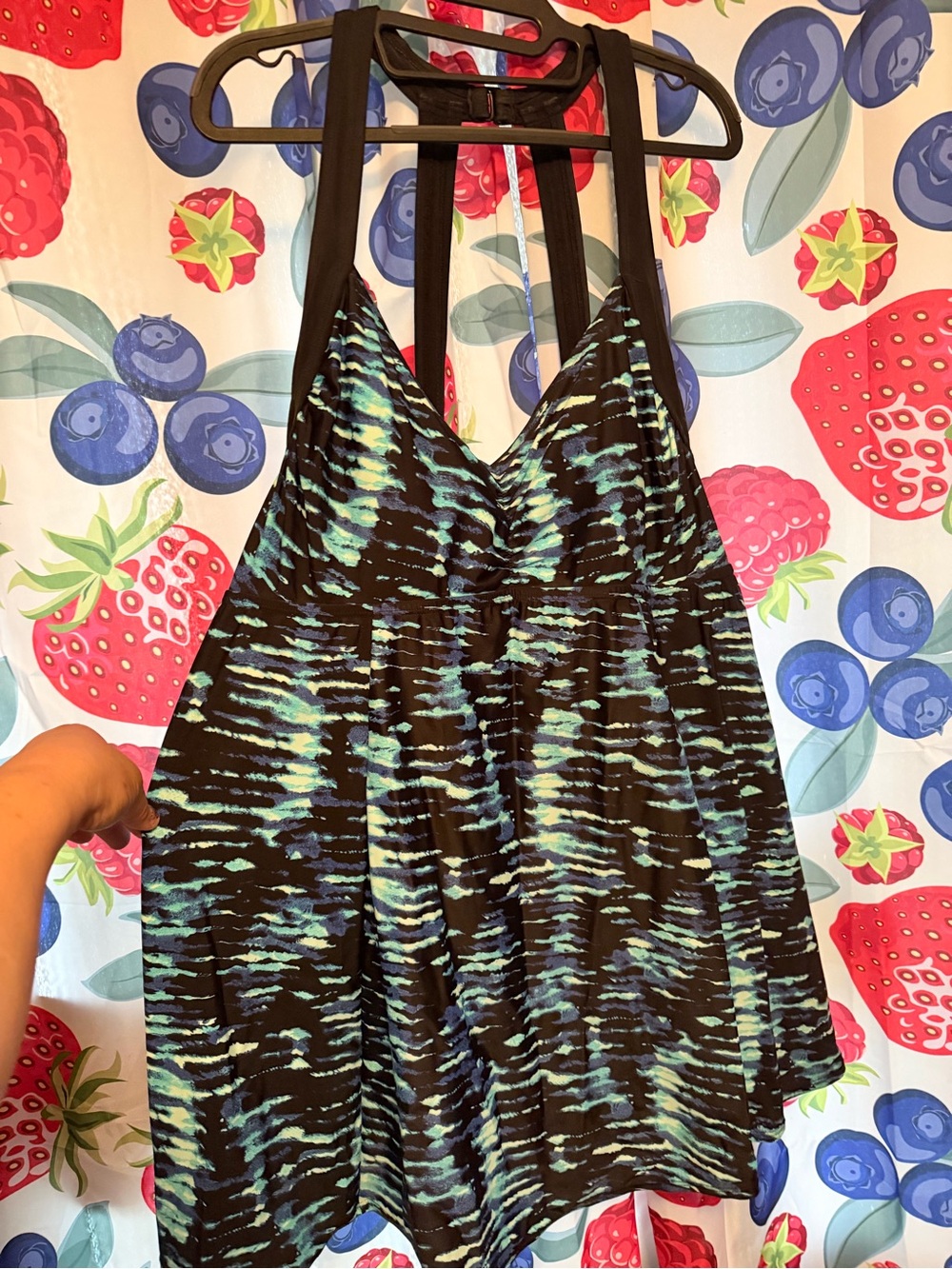 Avenue Women's One-Piece Swimsuit in Black and Aqua Tie-Dye